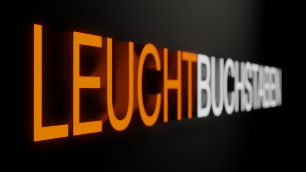 Leuchtreklame, ein Beispiel an Hand von Leuchtbuchstaben