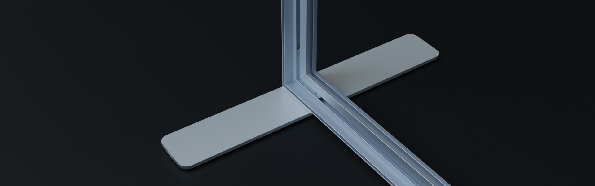 AluFrame duo: Aluminium Profilschienen mit Eckverbindern und eleganten Standfüßen