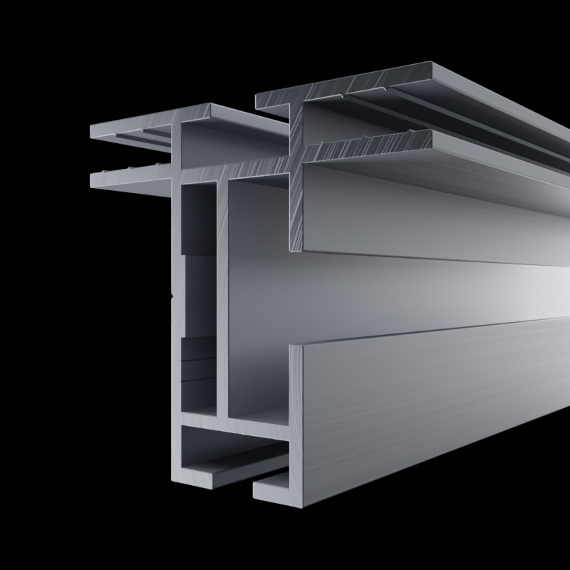 Solide Aluminium Profilschiene des AluFrame duo, mit Nut