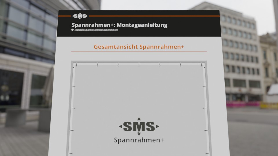 Montageanleitung Spannrahmen+, Werbeanlage für Fassadenwerbung (Social Media)