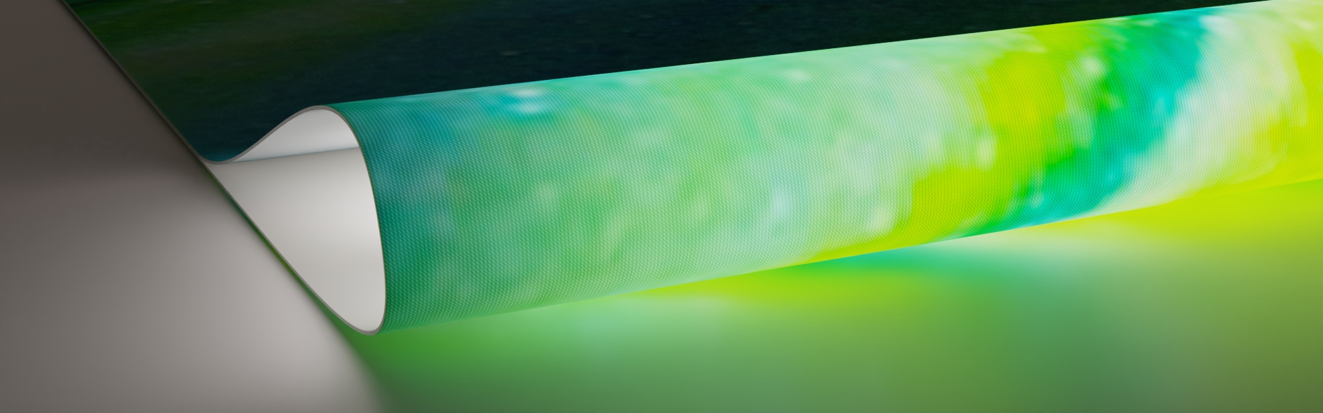 Hinterleuchtete Nahaufnahme des Stoffbanner: Textil backlit