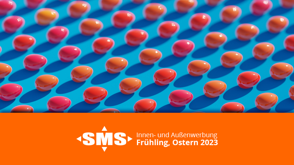 Werbesysteme und Werbemittel für Innen- und Außenwerbung für das Frühjahr, Ostern 2023