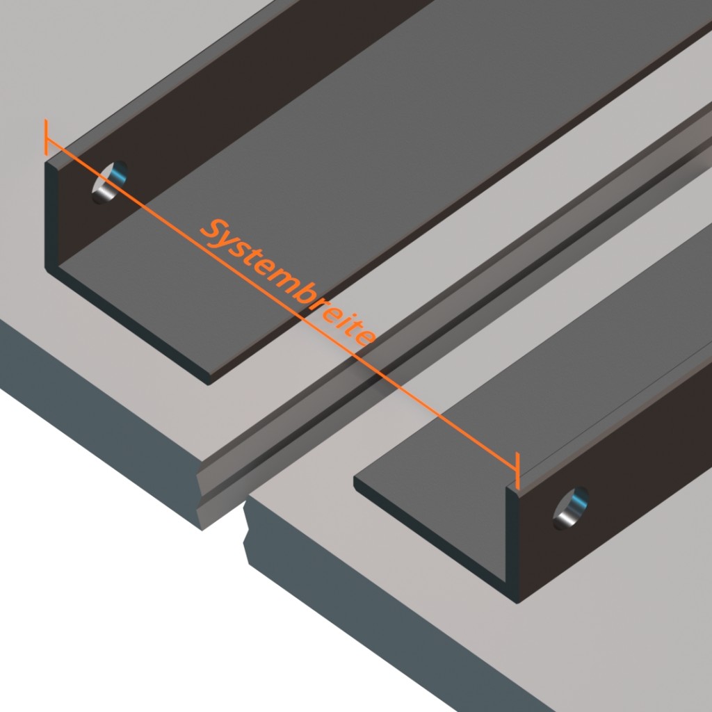 Systembreite and den Wandwinkeln messen