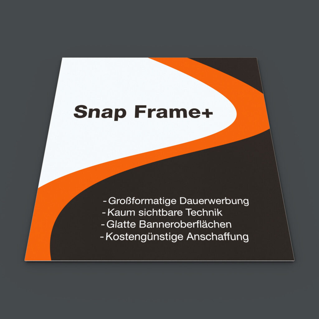 Frontalansicht eines an einer Wand befestigten Snap Frame+.