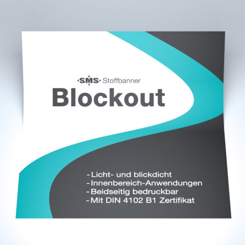 Stoffbanner in Blockout Ausführung für den blick- und lichtdichten Textildruck in Innenbereichen wie Messen, Ladenlokalen und Veranstaltungen.