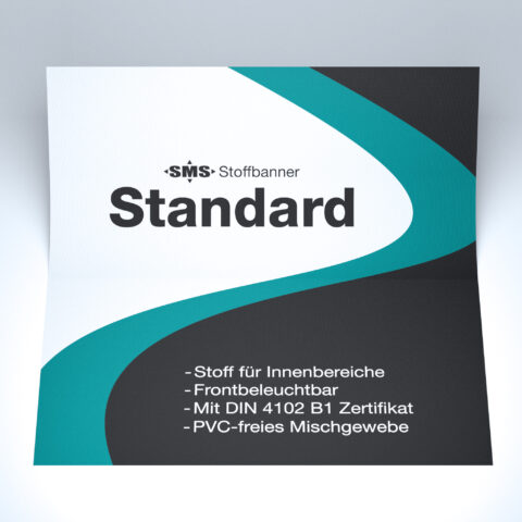 Stoffbanner in Standard Ausführung für den Textildruck zu Anwendung in Innenbereichen für Messebau, Ladenbau und Veranstaltungen.