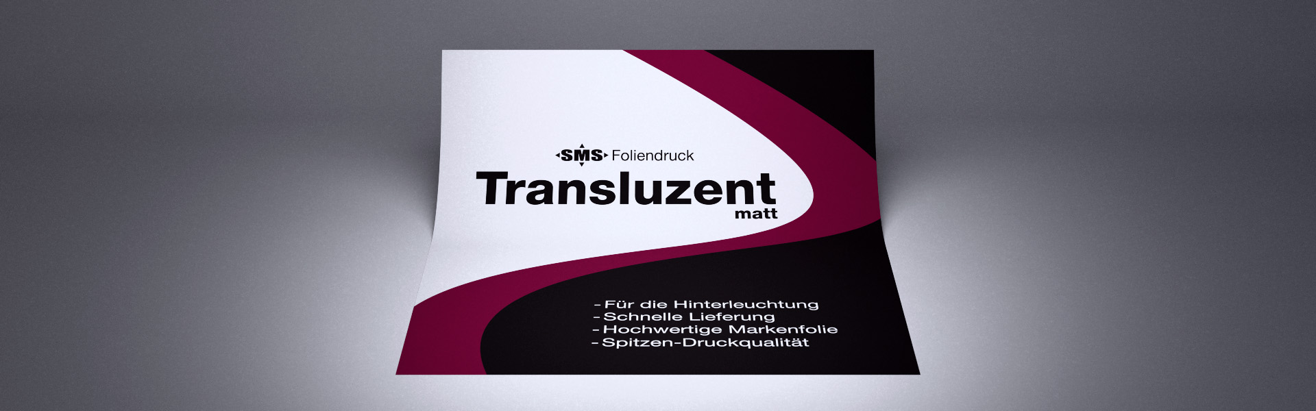 Foliendruck "Transluzent": Matt laminierter Digitaldruck auf lichtdurchlässiger Klebefolie, Frontansicht.