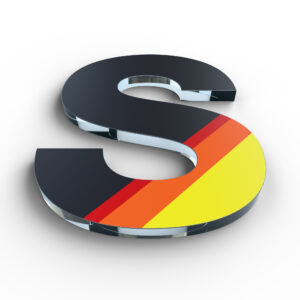 Beispielbild Acrylglas, Kantenverarbeitung: Kanten poliert und Dekoration: Foliendruck matt frontseitig.