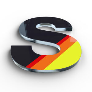 Beispielbild Acrylglas, Kantenverarbeitung: Kanten unpoliert und Dekoration: Foliendruck glänzend frontseitig.