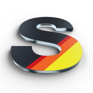 Beispielbild Acrylglas, Kantenverarbeitung: Kanten unpoliert und Dekoration: Foliendruck matt frontseitig.