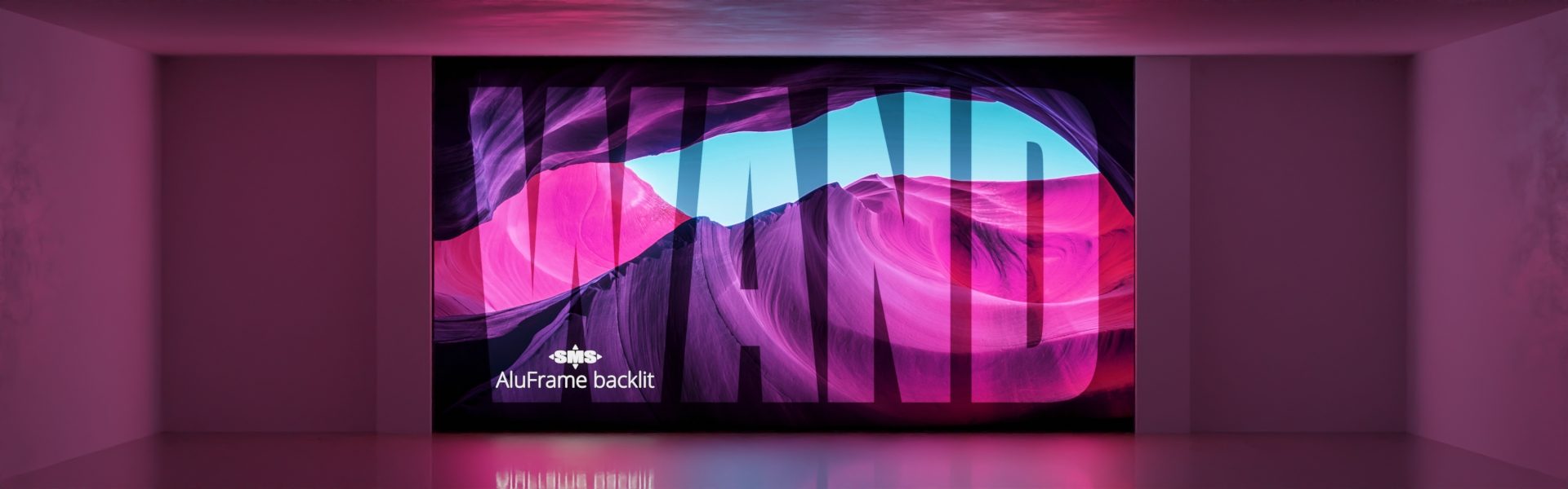 Textilrahmen mit LED Beleuchtung für Stoffbanner, AluFrame backlit zur Wandmontage, als Aufsteller oder für die Deckenabhängung.